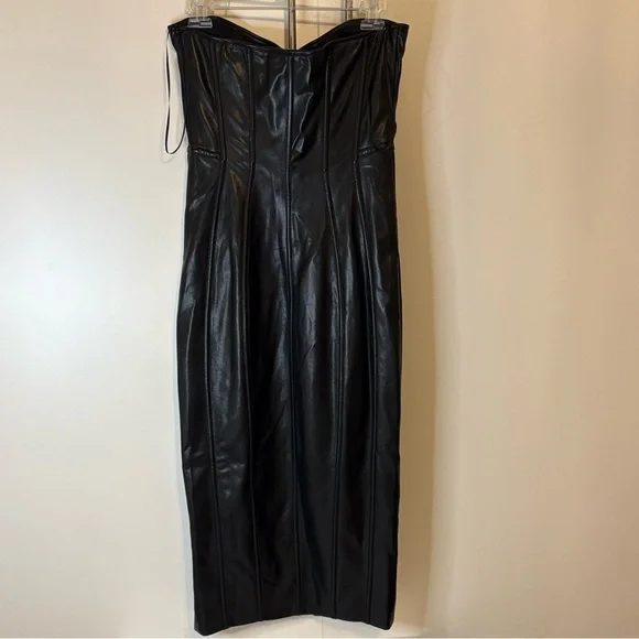 NICHOLAS Black Strapless Leather Zip Front Dress. US size 6 NICHOLAS Black Strapless Leather Zip Front Dress. US size 6